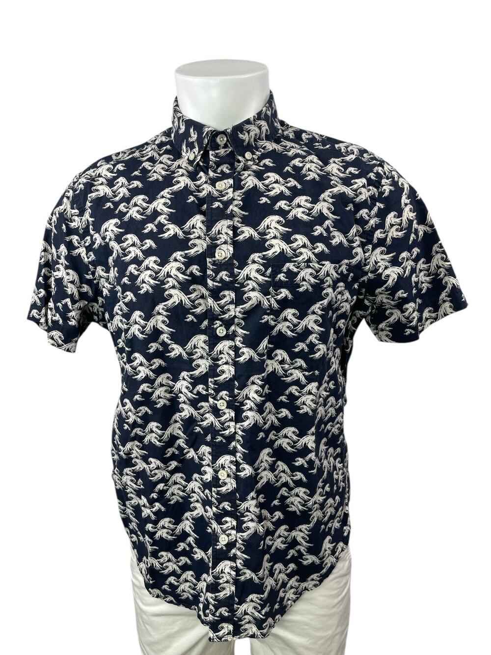 Goodfellow & Co Men's Black Printed Collar Short Sleeve Button Down Shirt Top M